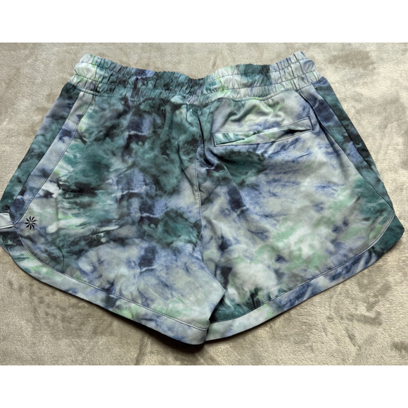 Athleta Girl Shorts SZ L Blue Green Tie Dye All Play 3 Inch Athletic Stretch Run - Picture 6 of 8